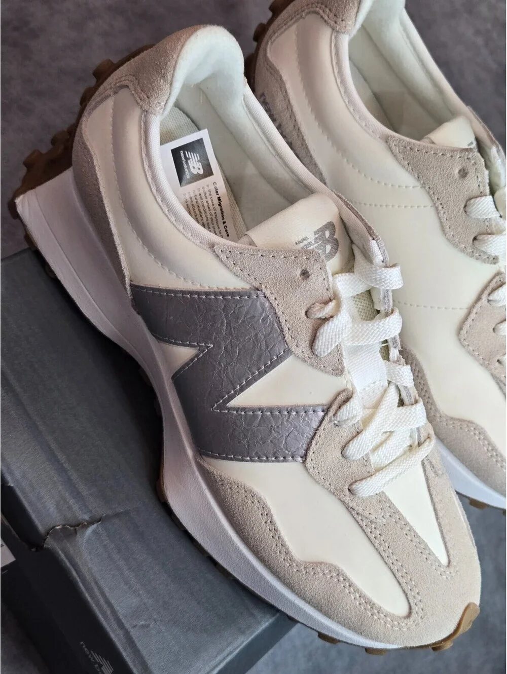 New Balance 327 Donna Angora - Beige / Grey (W327240) Women's 7 BRAND NEW IN BOX